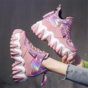 Pink Chunky Sneakers Fashion Platform Sneakers -38